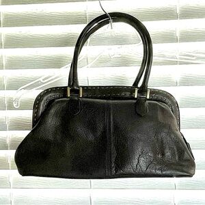 Giani Bernini Leather Satchel Bag -  Medium Purse - Chocolate Brown